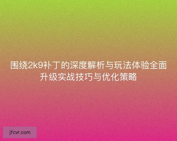 围绕2k9补丁的深度解析与玩法体验全面升级实战技巧与优化策略